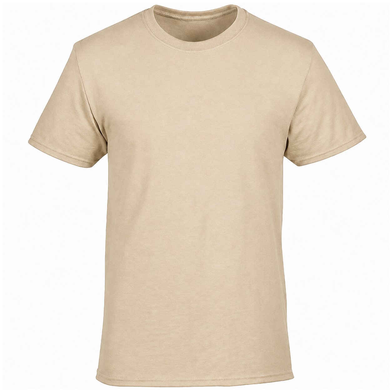 Cotton Polyester Short Sleeve T Shirt — Beige
