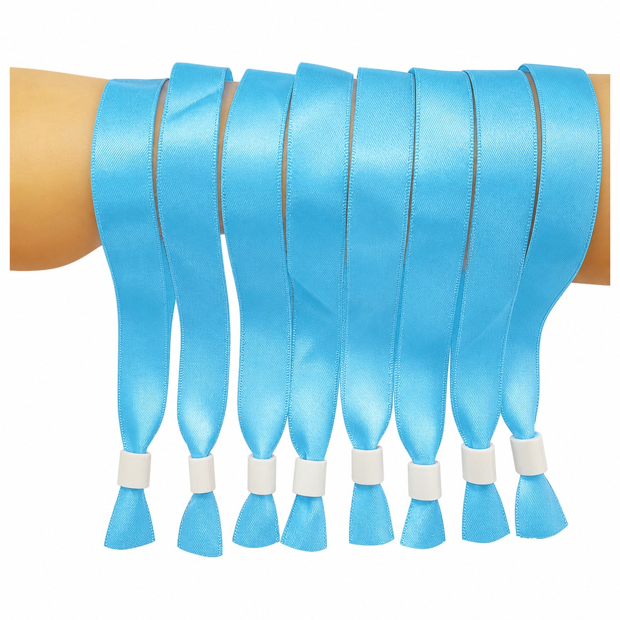 Polyester Ribbon Event Wristband — Light Blue