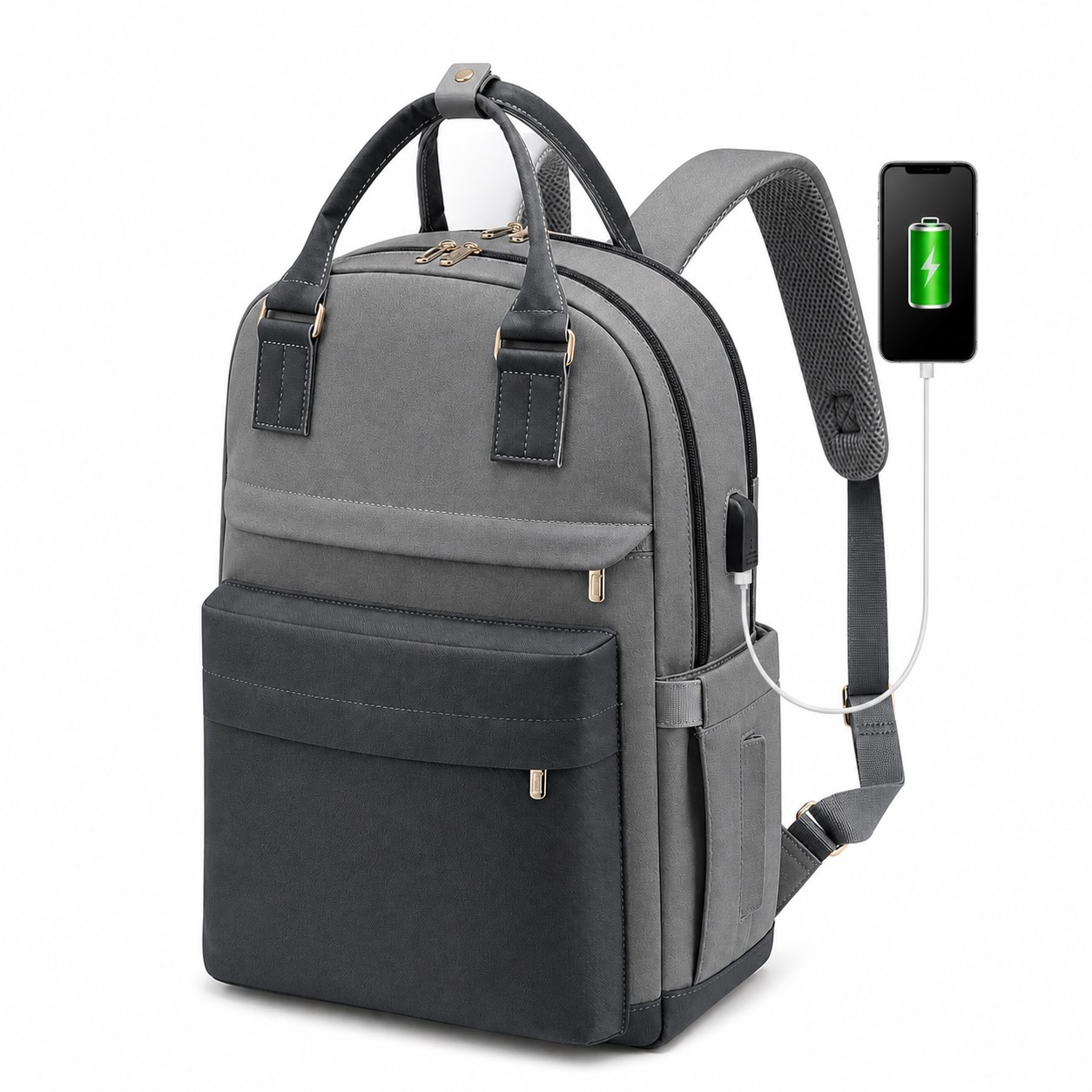 Waterproof Nylon Laptop Backpack — Gray