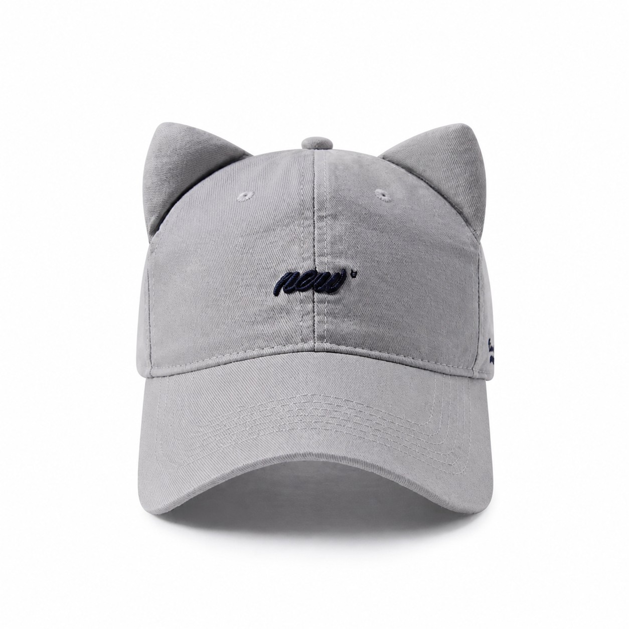 Polyester Cat Ear Baseball Cap — Gray
