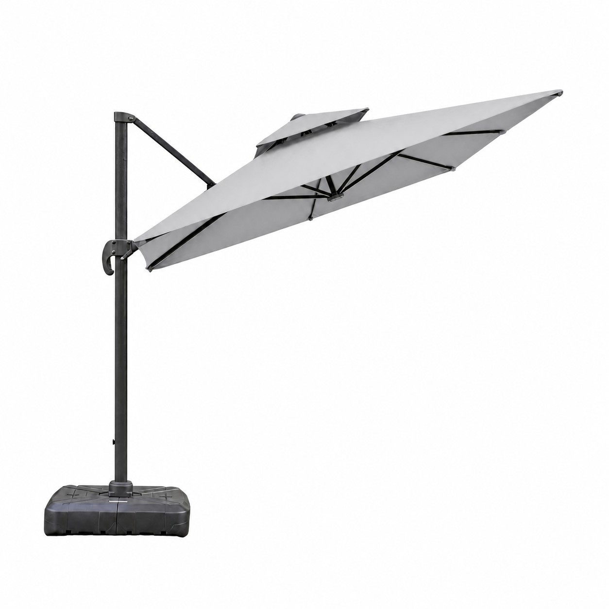 Square Cantilever Patio Umbrella — Silver