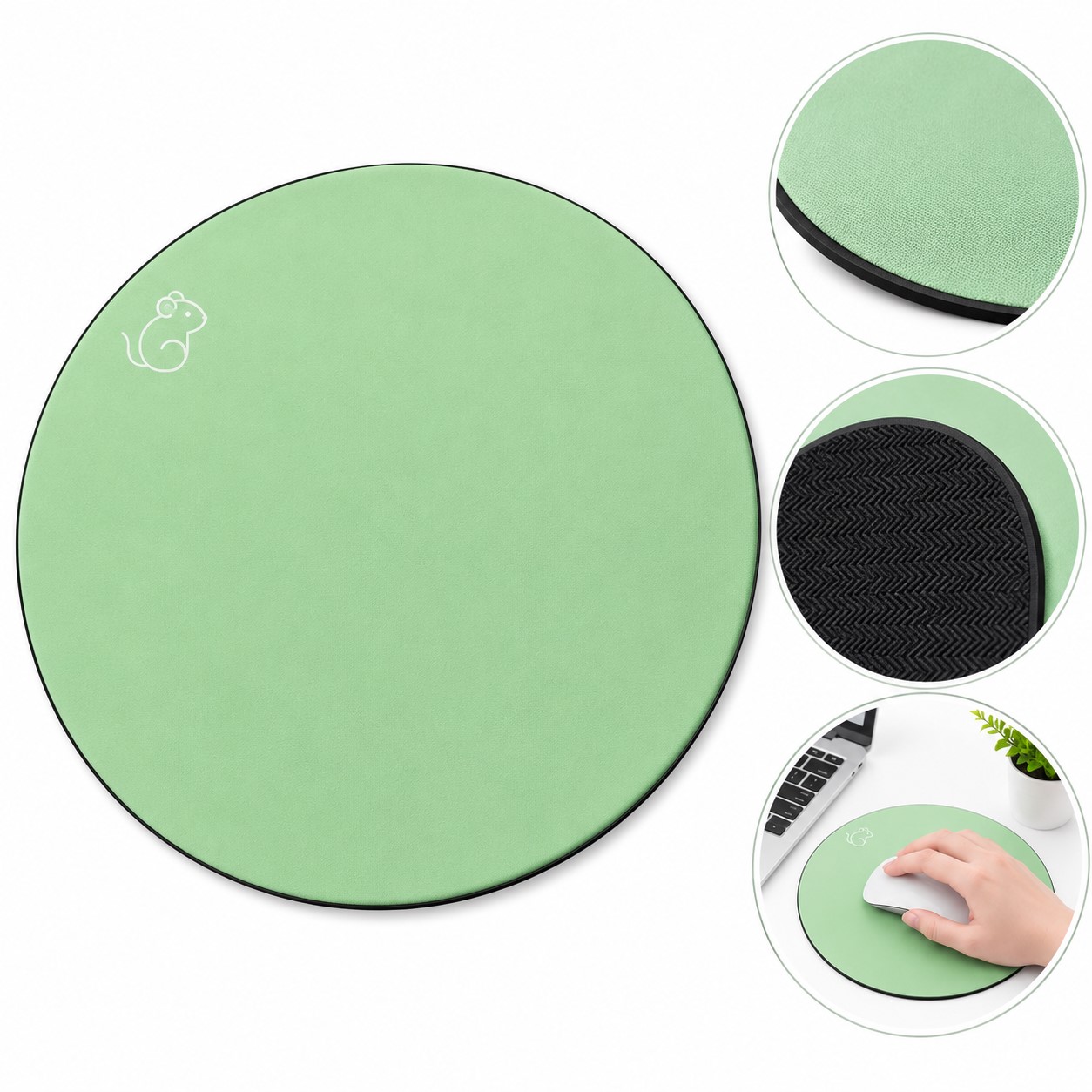 Round Stitched Rubber Fabric Mouse Pad