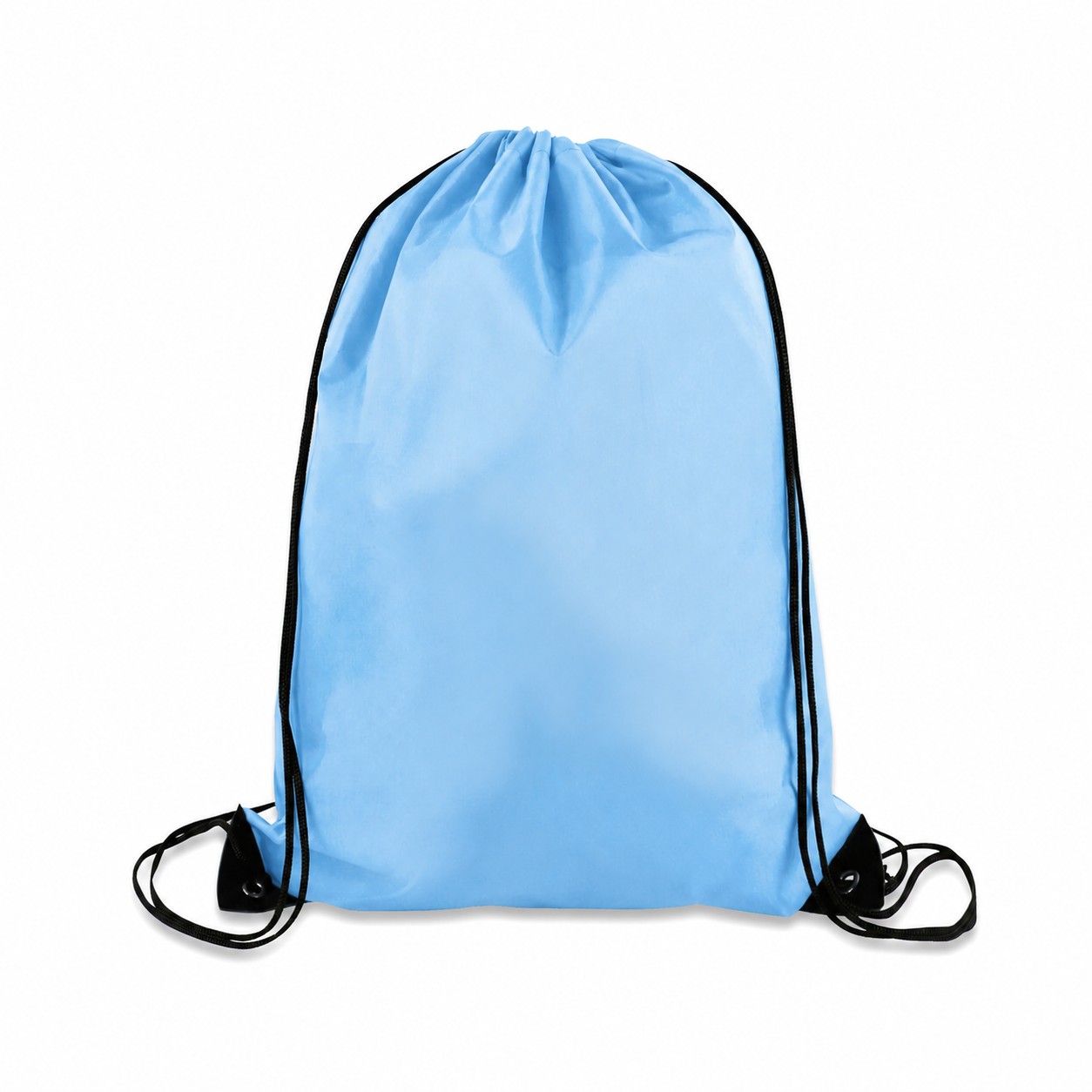 Large 210D Polyester Drawstring Backpack — Light Blue
