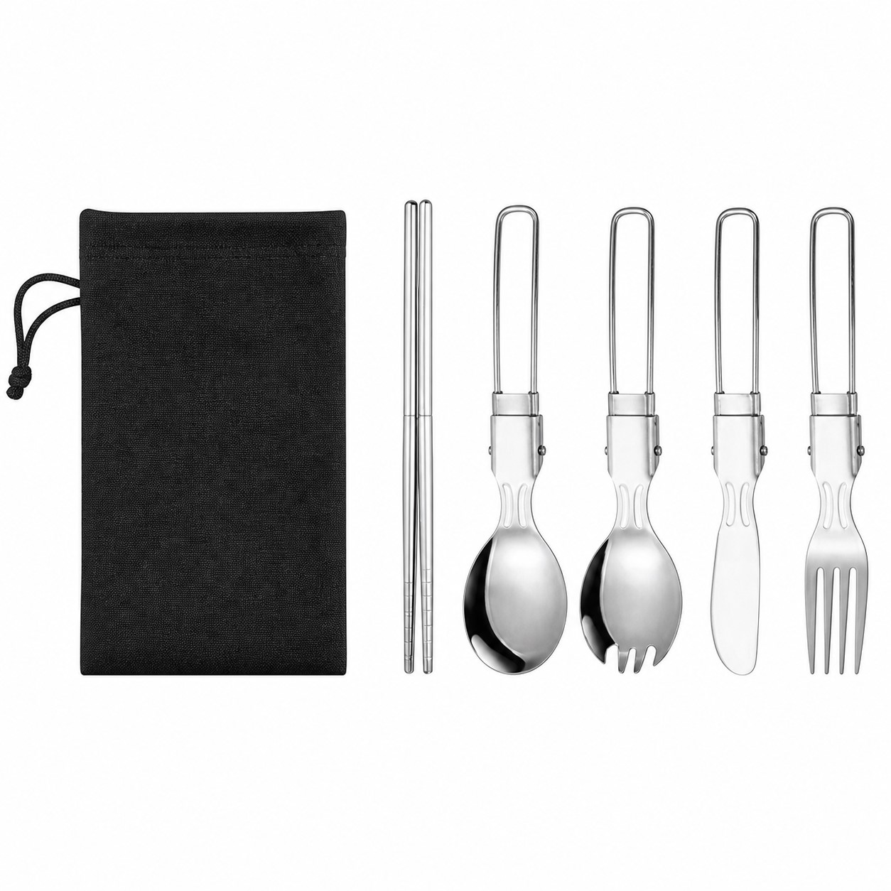 Compact Folding Stainless Steel Dining Set — view 2