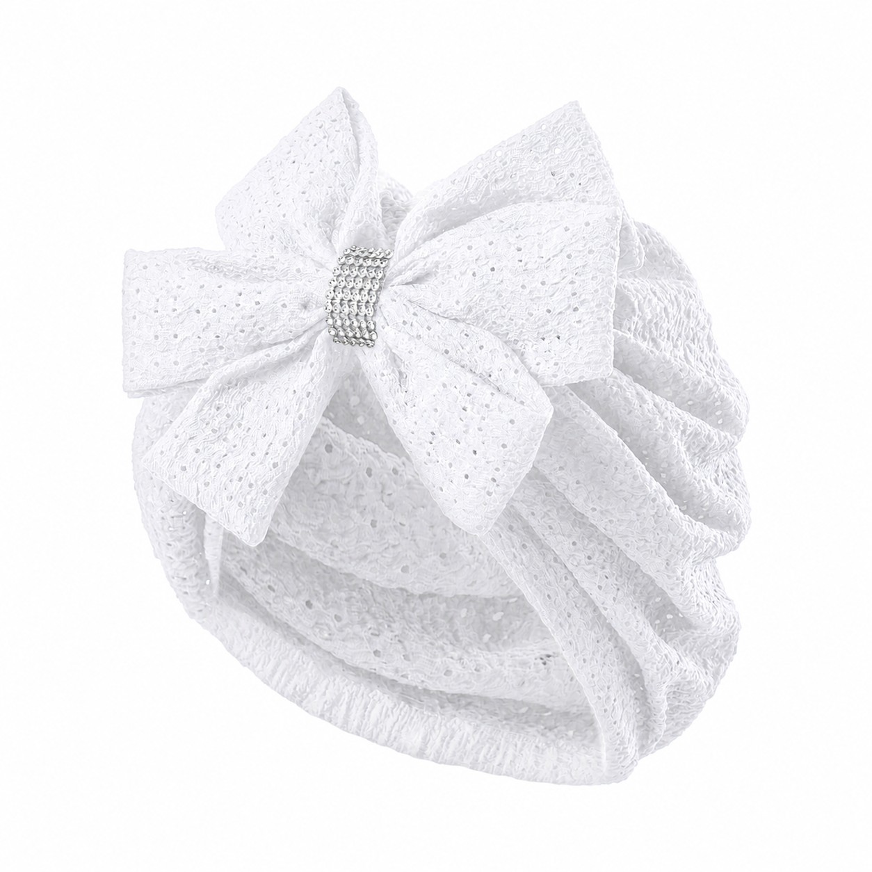 Polyester Bow Turban Hat — White