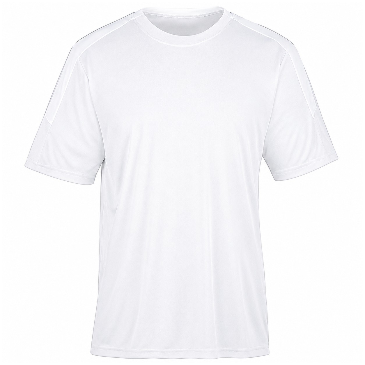 Polyester Contrast Stripe Crewneck Shirt — White