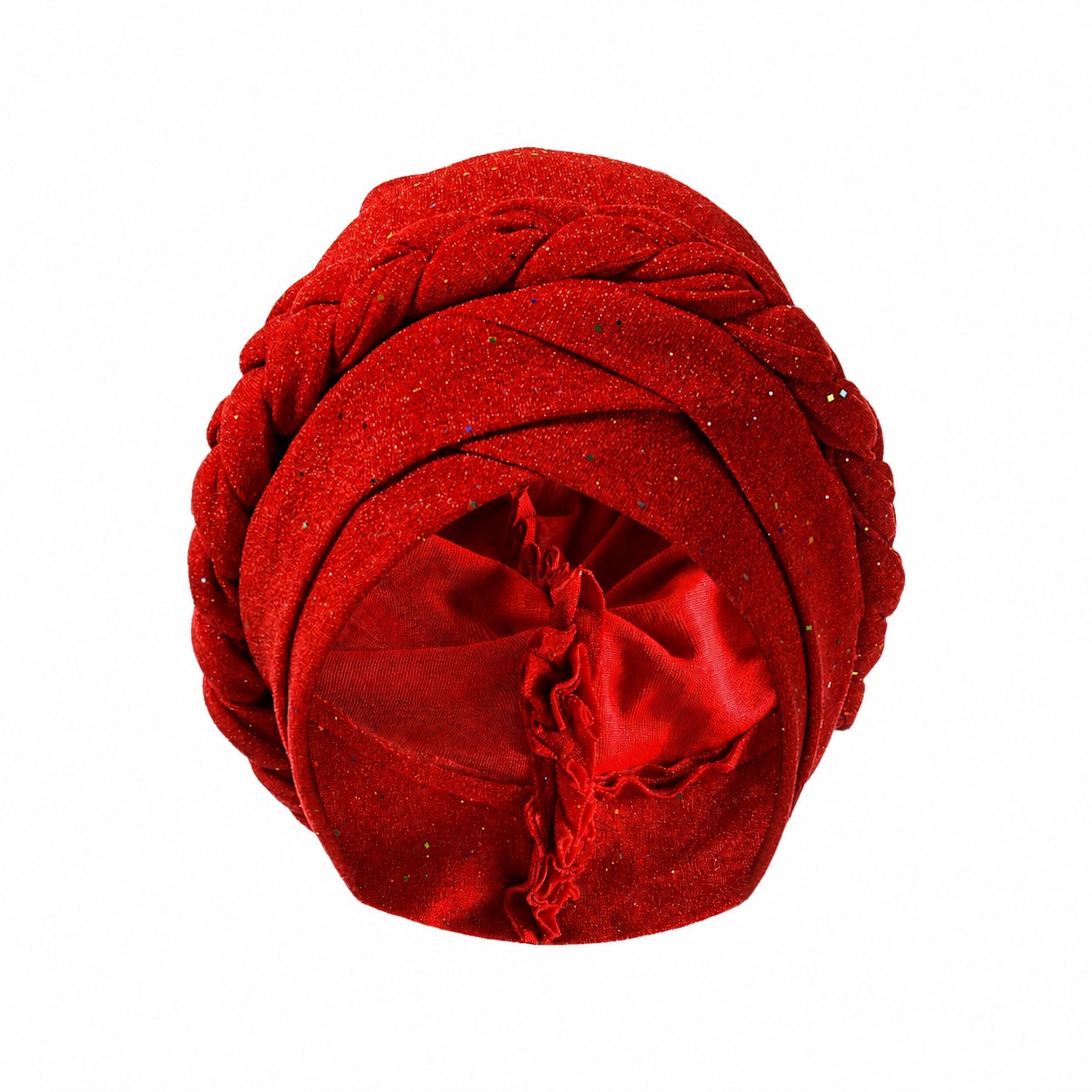 Polyester Shiny Braid Turban Hat — Red