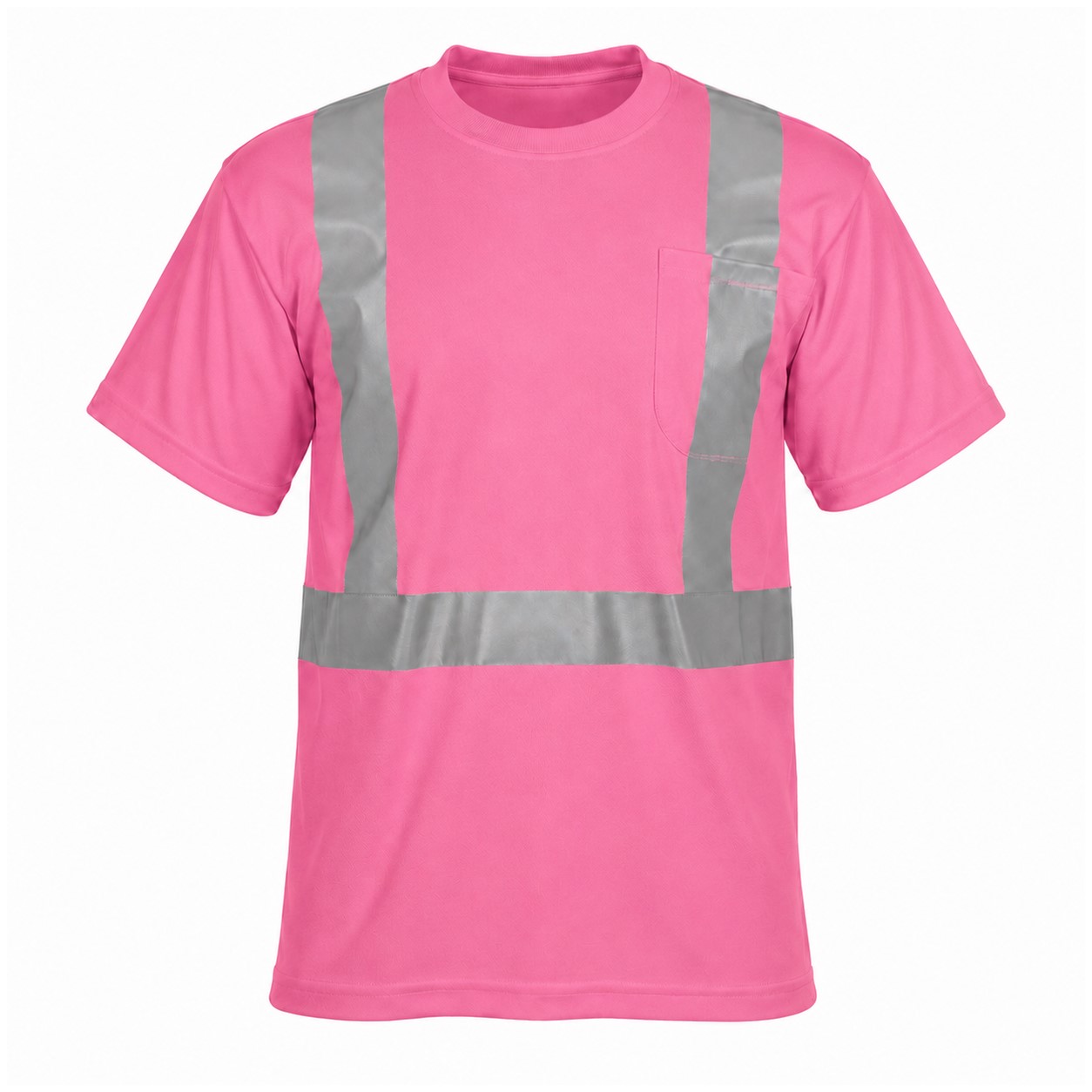 Reflective Pocket Polyester Safety Shirt — Pink