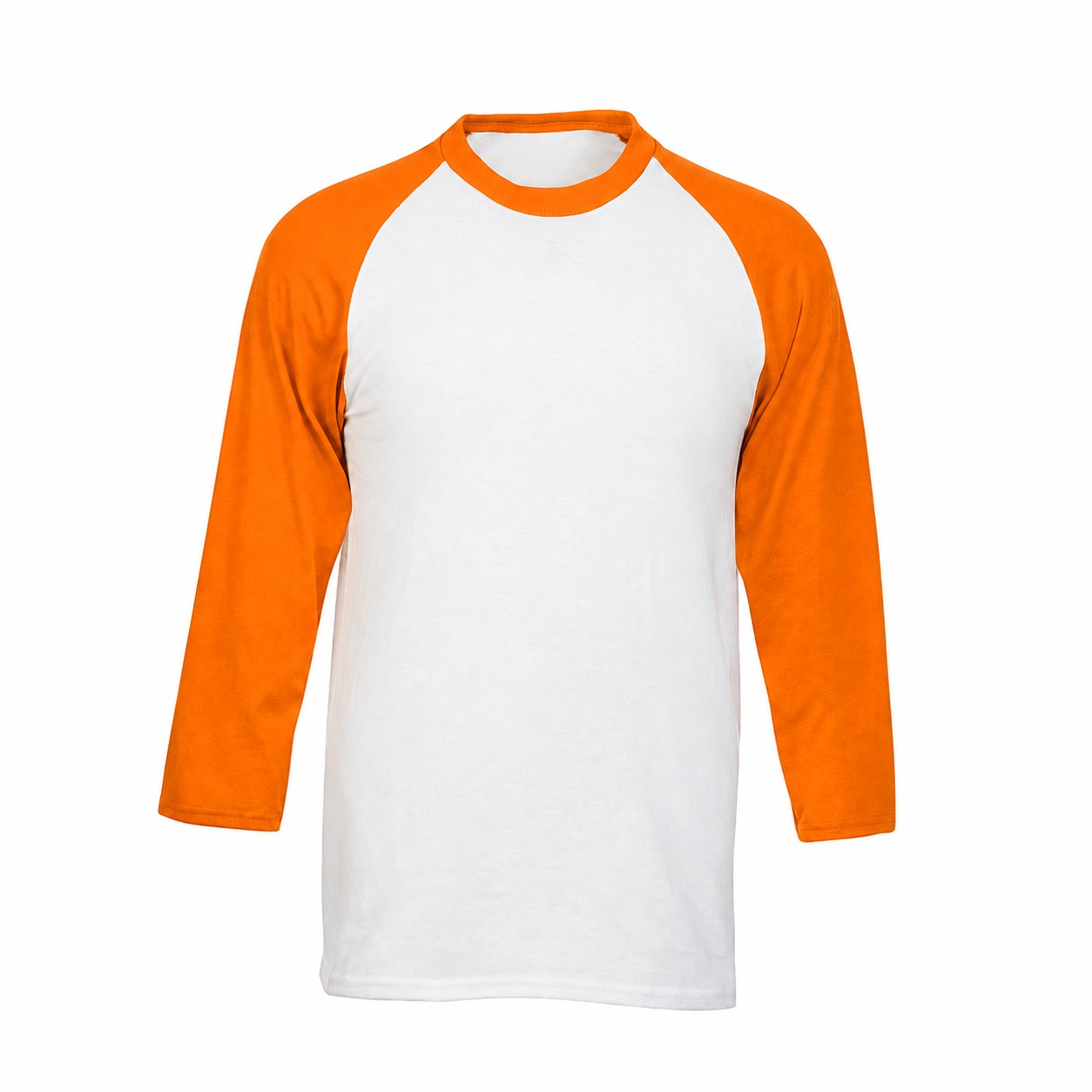 Contrast Sleeve Cotton Polyester Baseball Shirt — Orange