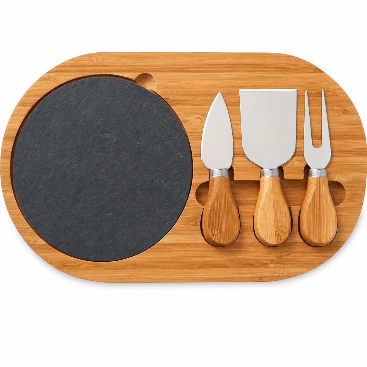 Bamboo Slate Cheese Board And Utensil Set — view 2