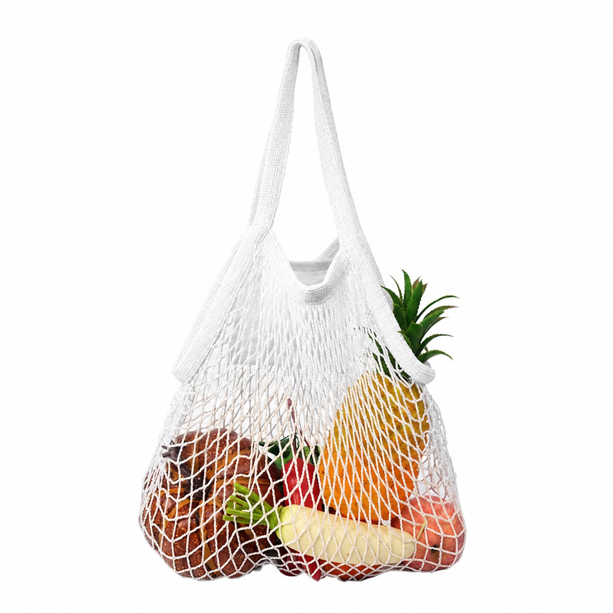 Cotton Mesh Market Tote — White