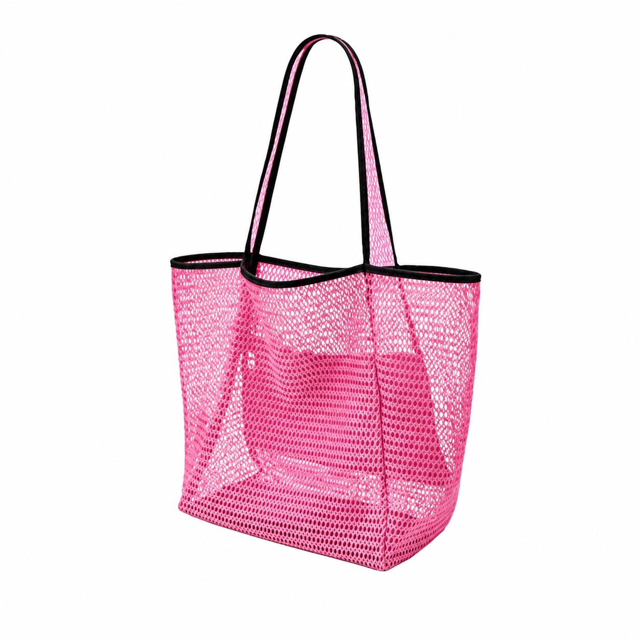 Nylon Mesh Beach Tote Bag — Pink