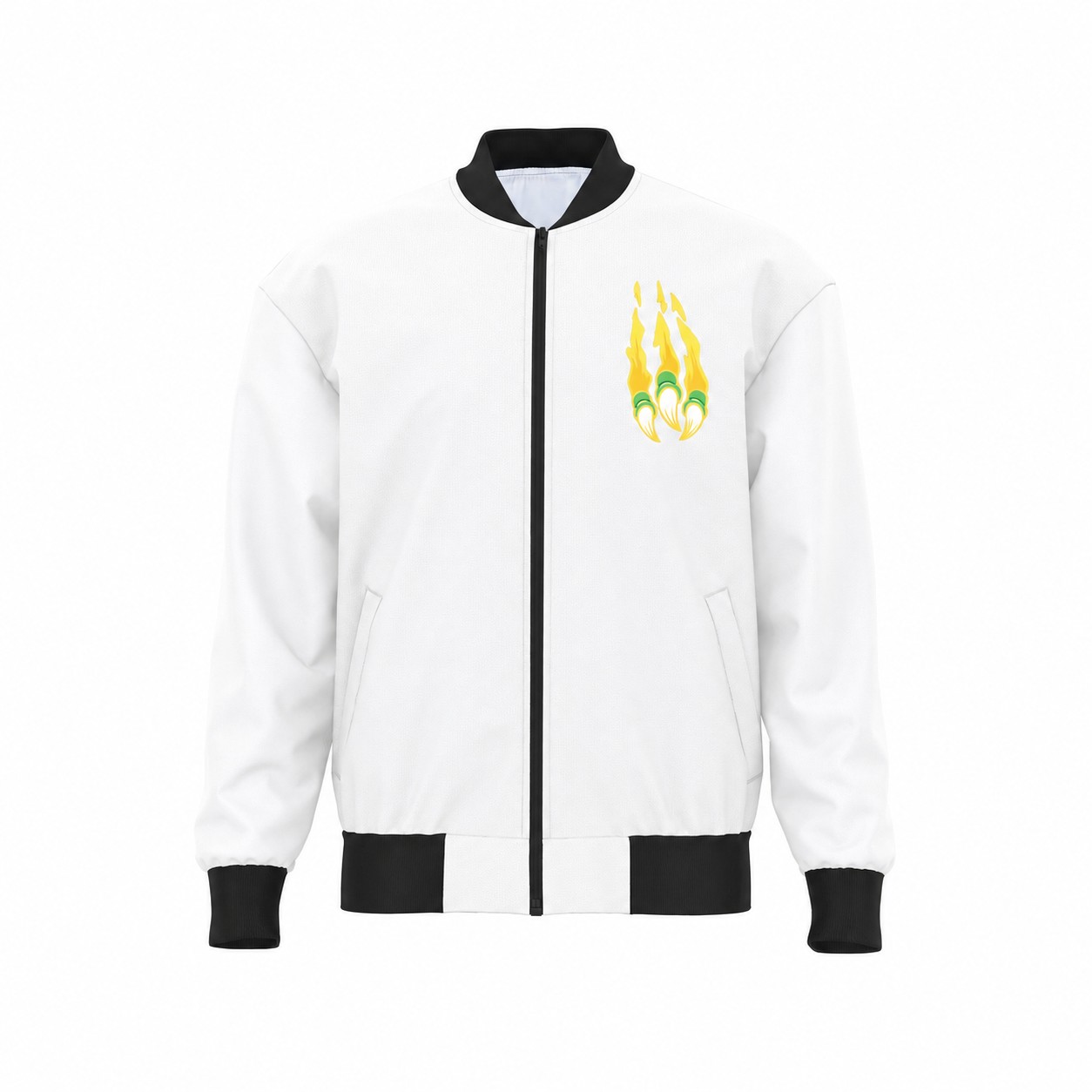 Polyester Smooth Surface Bomber Jacket — Clear White
