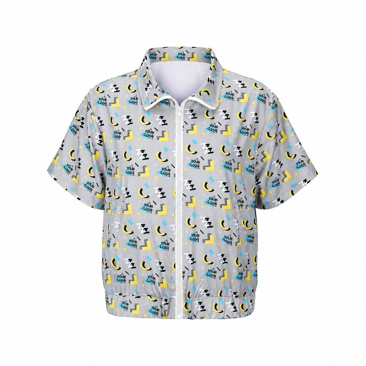 Retro Short Sleeve Zip Jacket — Silver