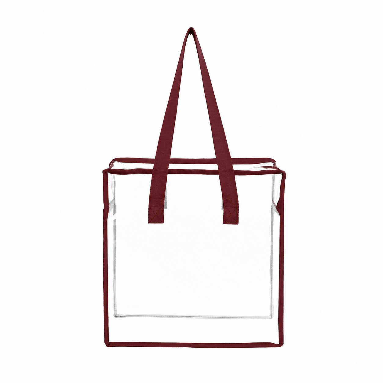 PVC And Polyester Zippered Storage Tote Bag — Burgundy Red