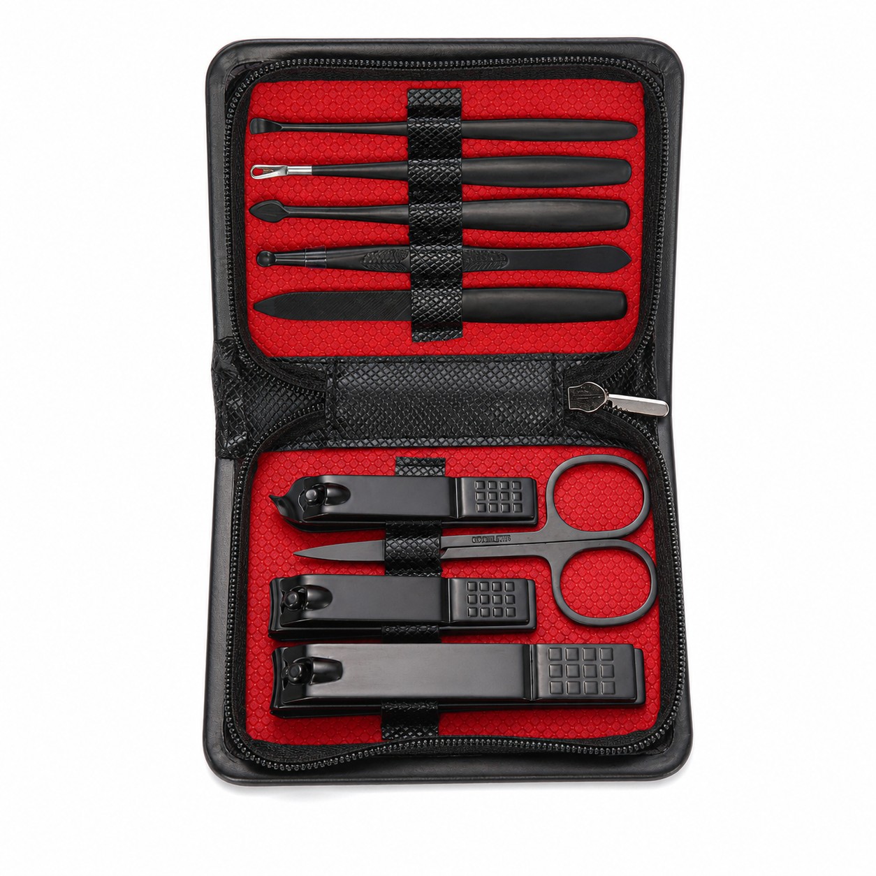Black Stainless Steel Nine Piece Manicure Set — view 2