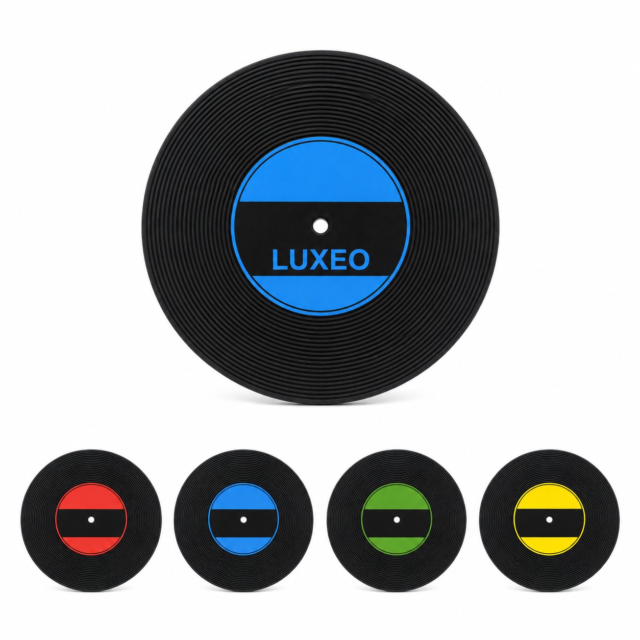Grooved Round PU Leather Drink Coaster