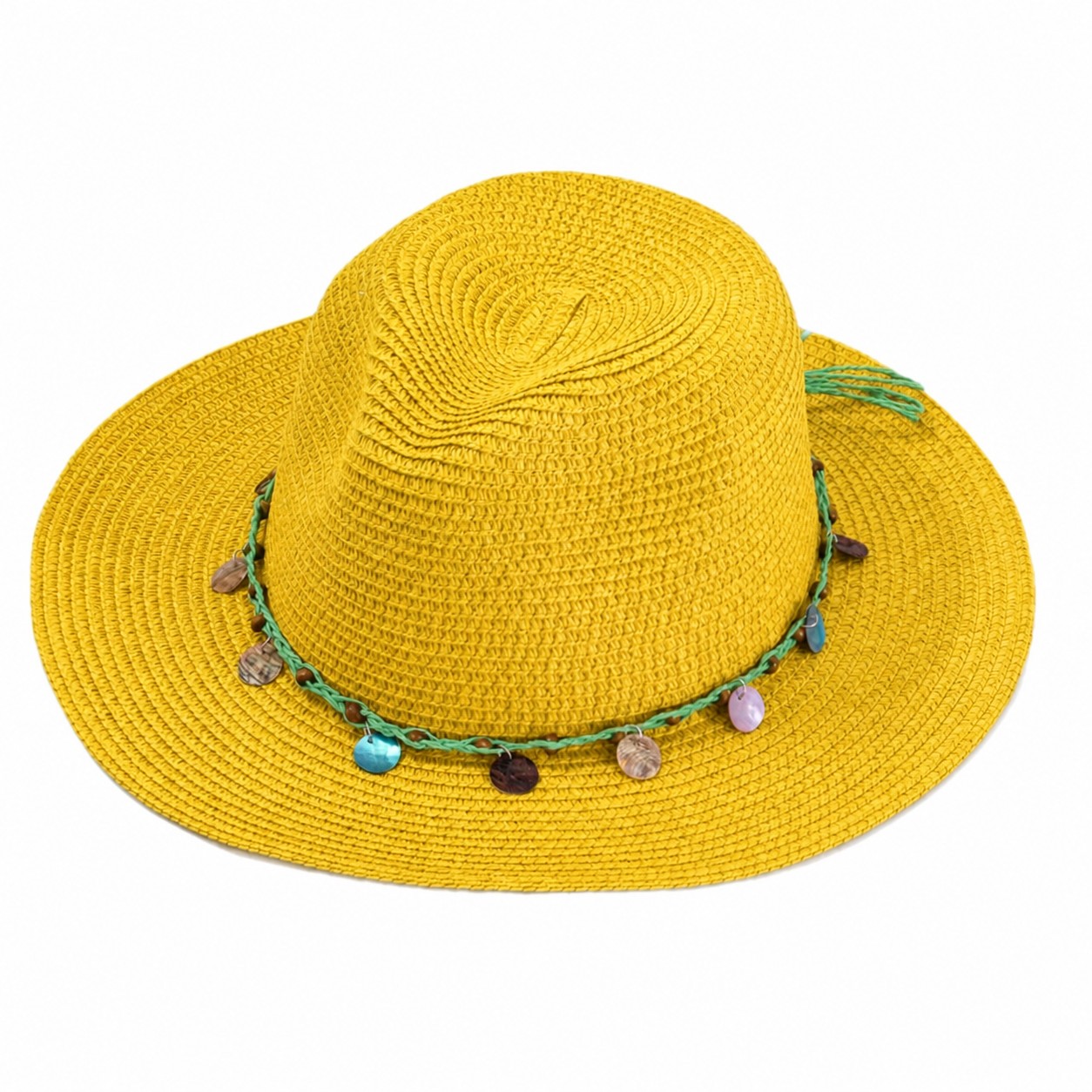 Stone Band Straw Sun Hat — Yellow