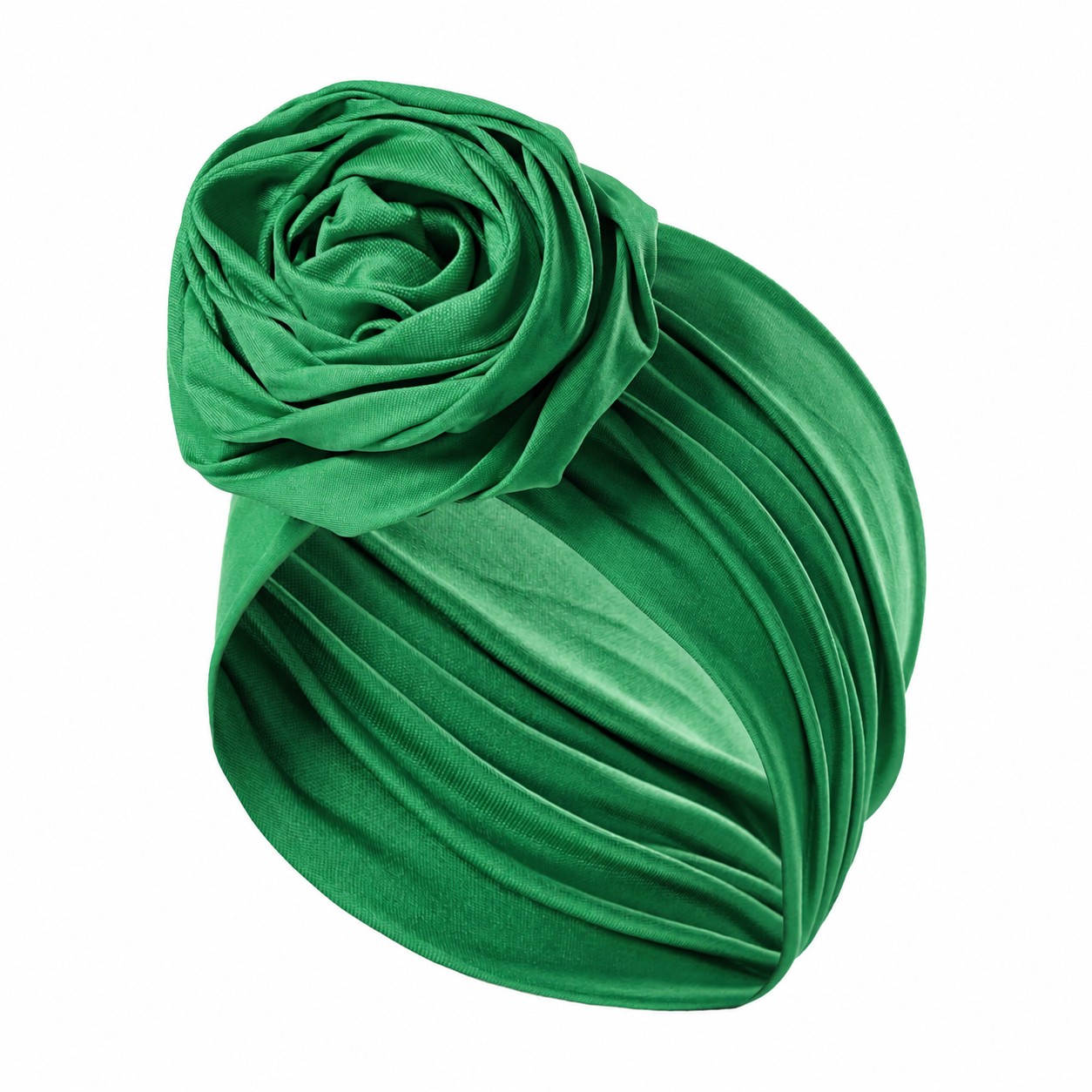 Polyester Rose Turban Headwrap Hat — Green