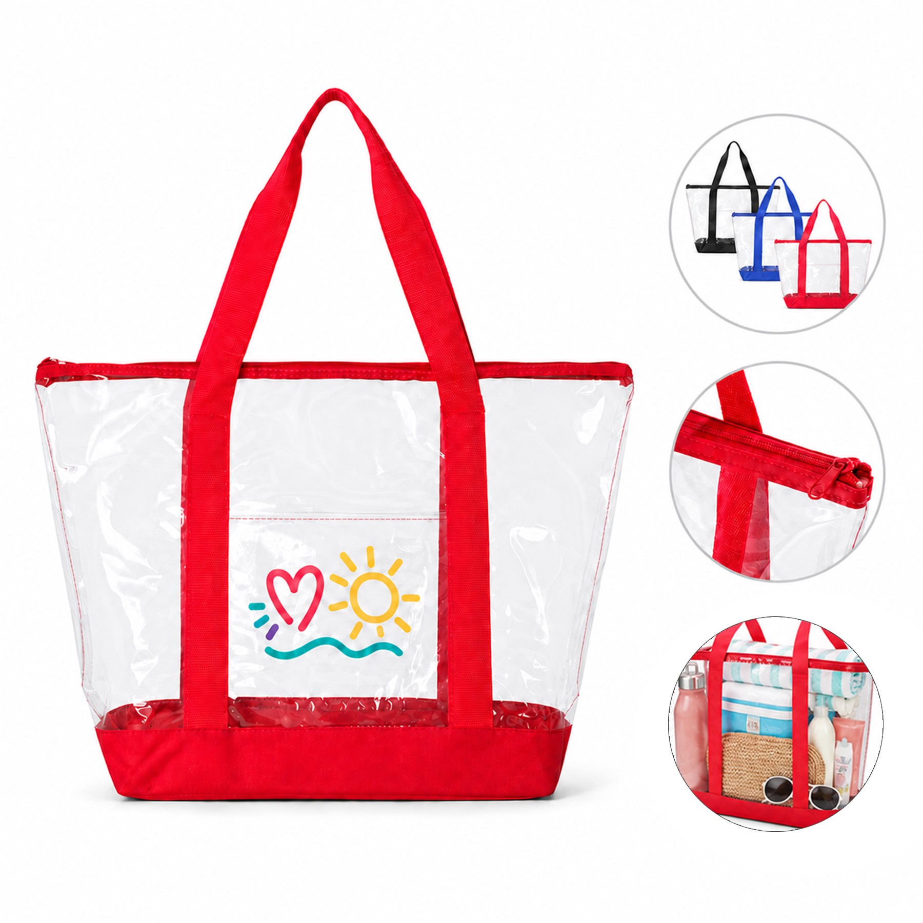 Clear PVC Zippered Carryall Tote