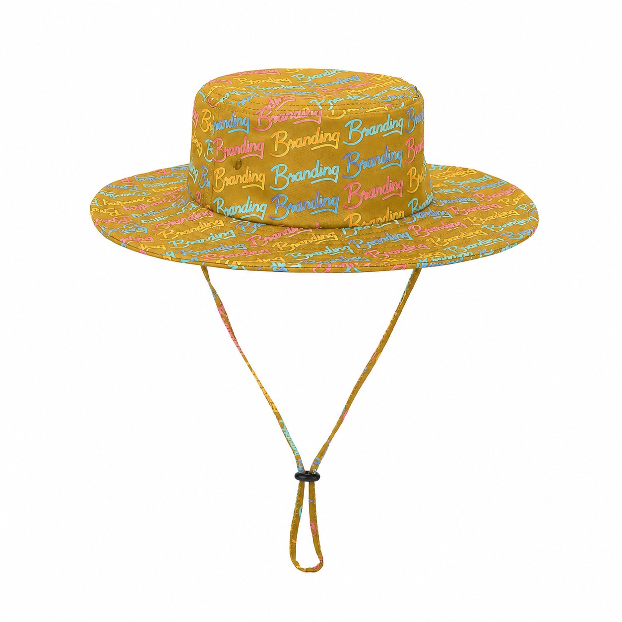 Wide-Brim Polyester Bucket Hat — Gold