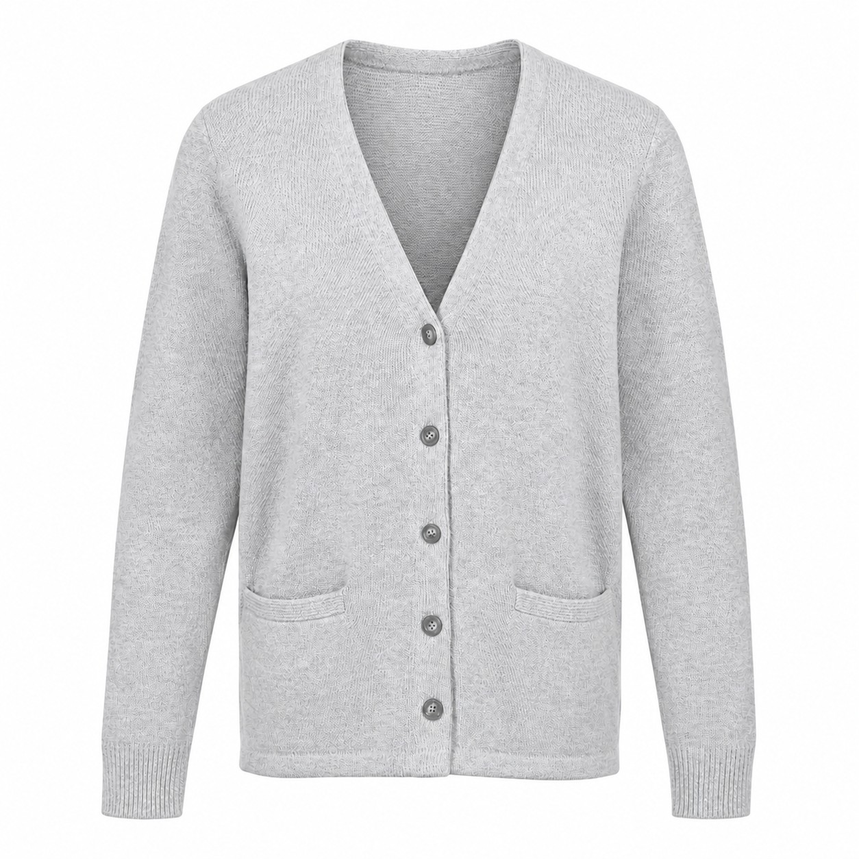 Ladies Acrylic Button Cardigan — Silver