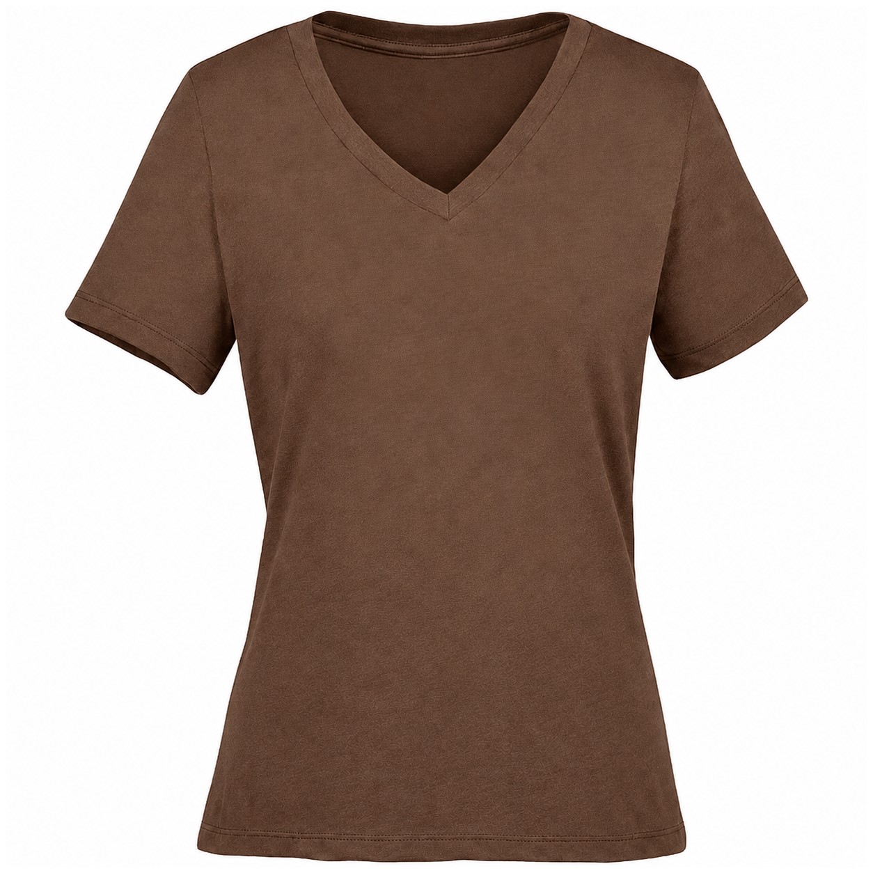 Relaxed Ladies V Neck Heather Tee — Brown