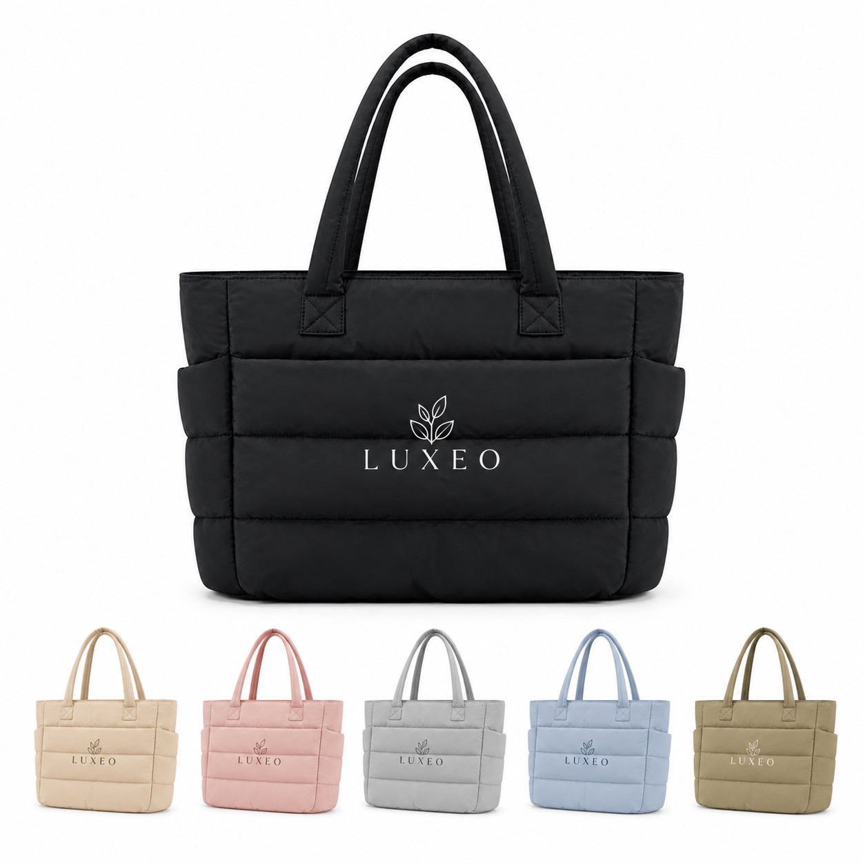 Padded Nylon Laptop Tote With Side Pockets