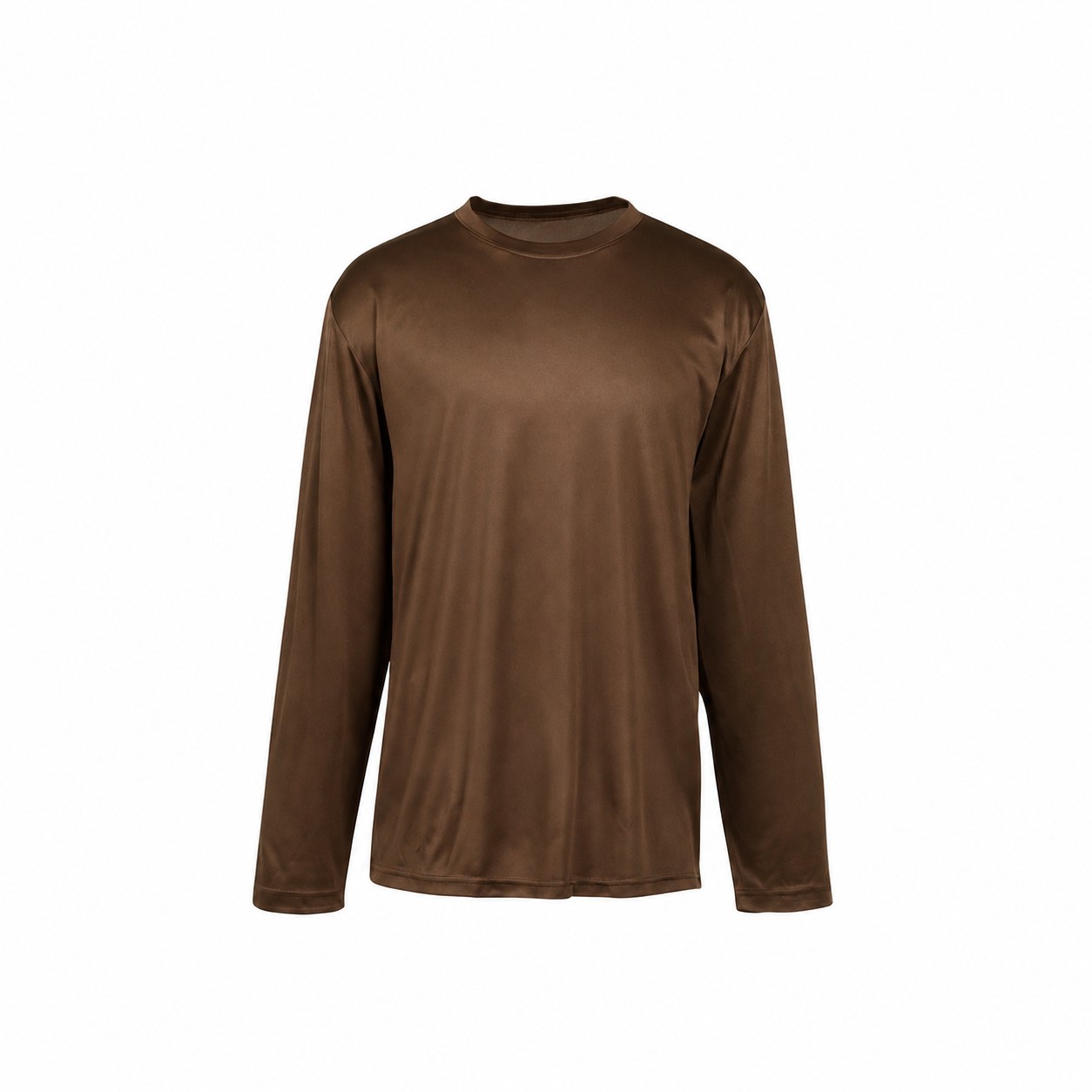Men's Polyester Long Sleeve Performance Shirt — Brown
