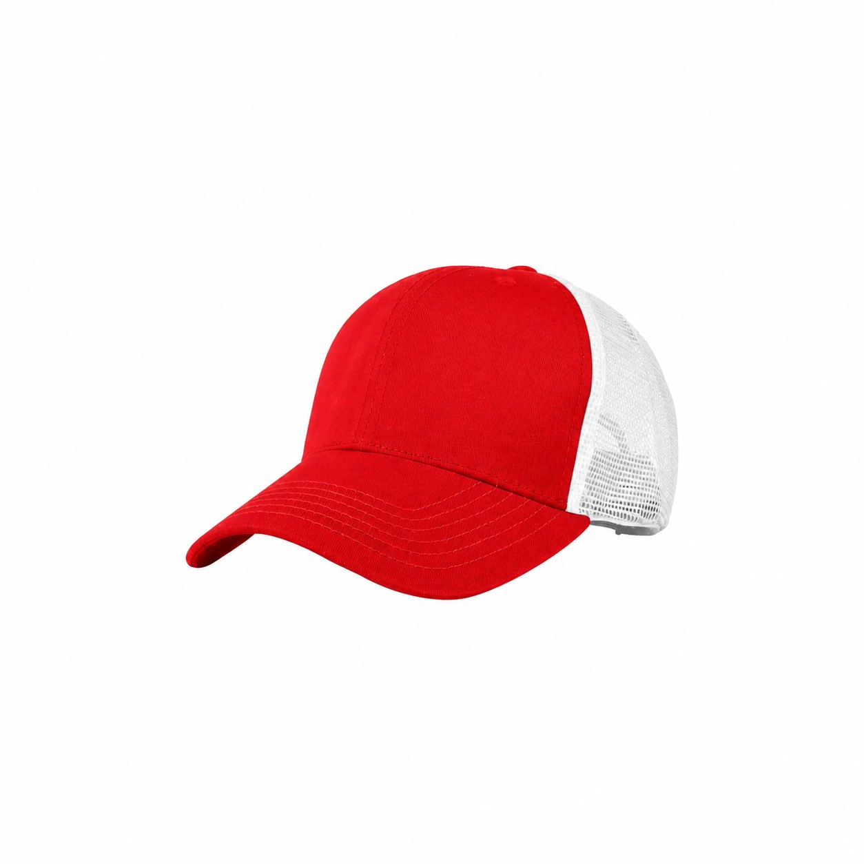 Six-Panel Low-Profile Trucker Cap — Red/White