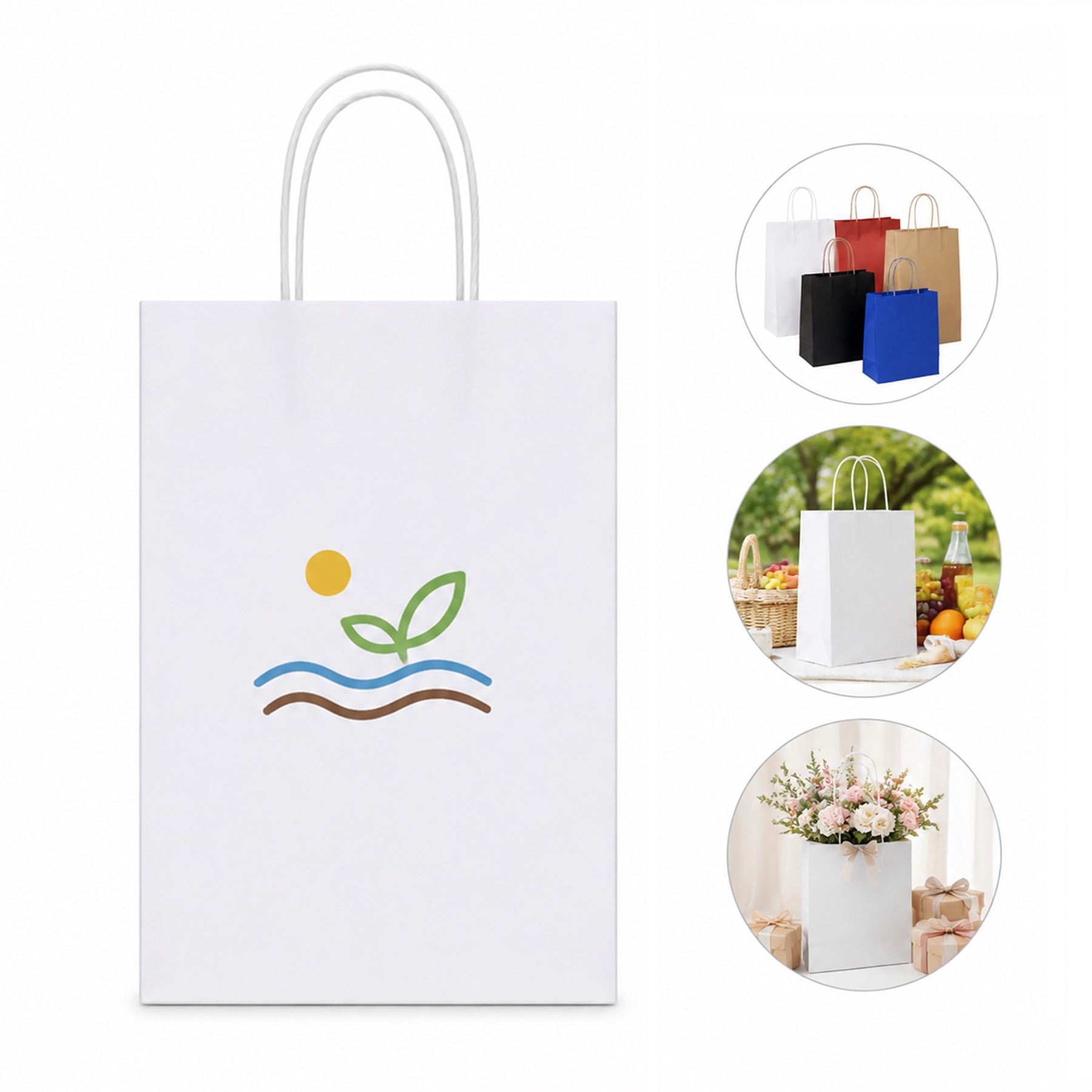 Upright Kraft Paper Gift Bag With Cords