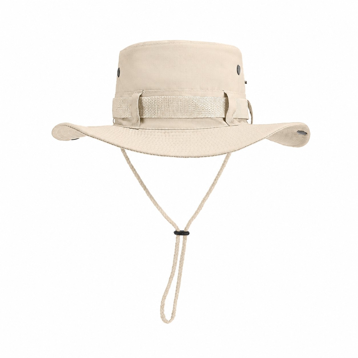 Cotton-Polyester Boonie Bucket Hat — Light Khaki Beige