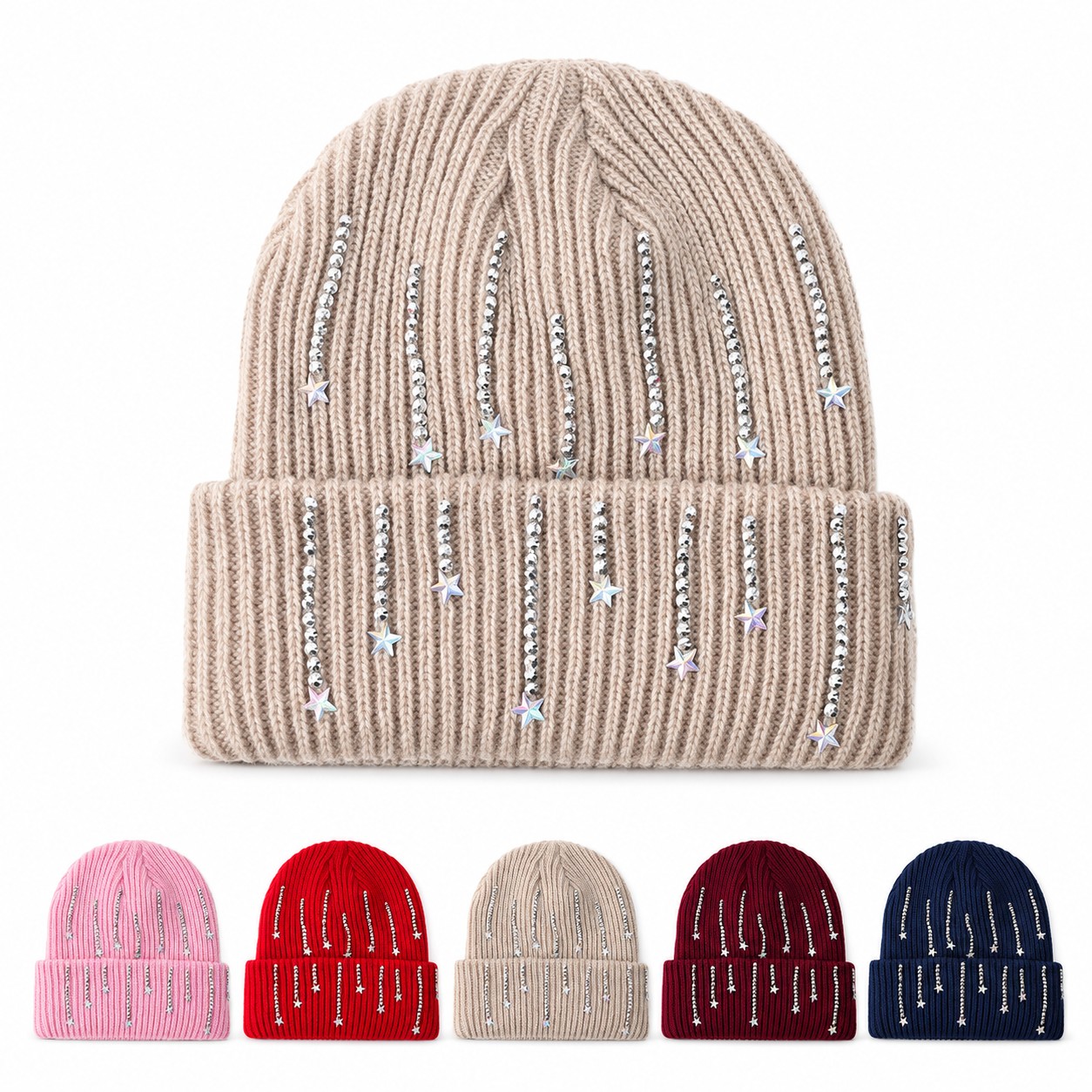 Polyester Star Accent Cuffed Beanie