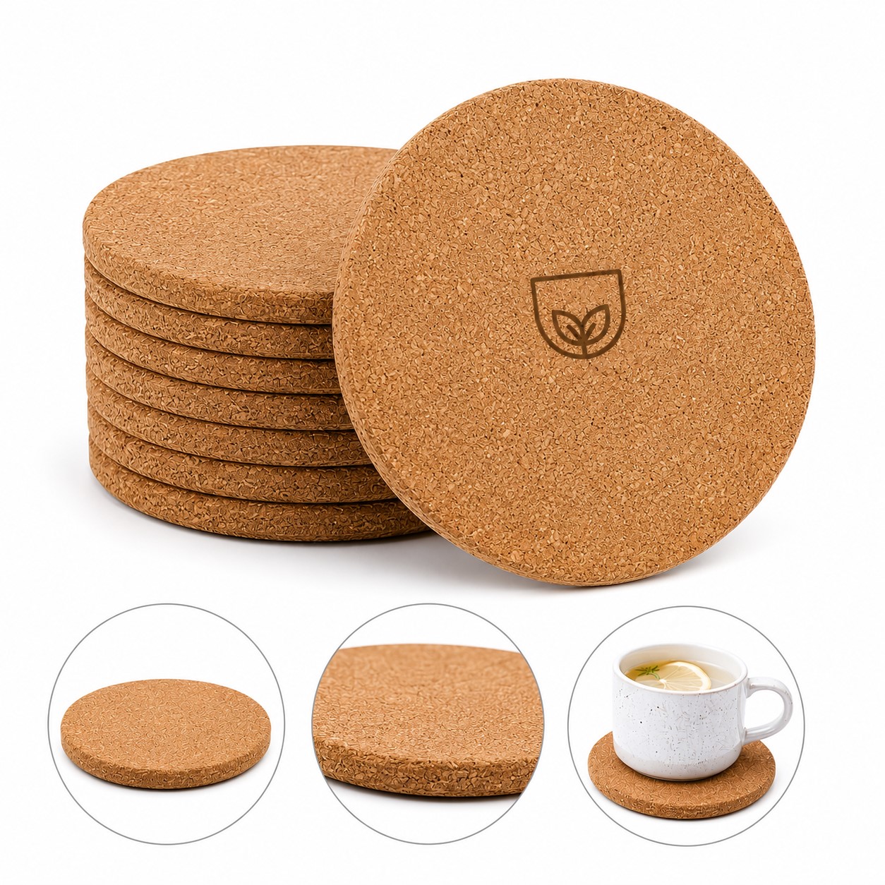 Four Inch Round Cork Drink Coaster