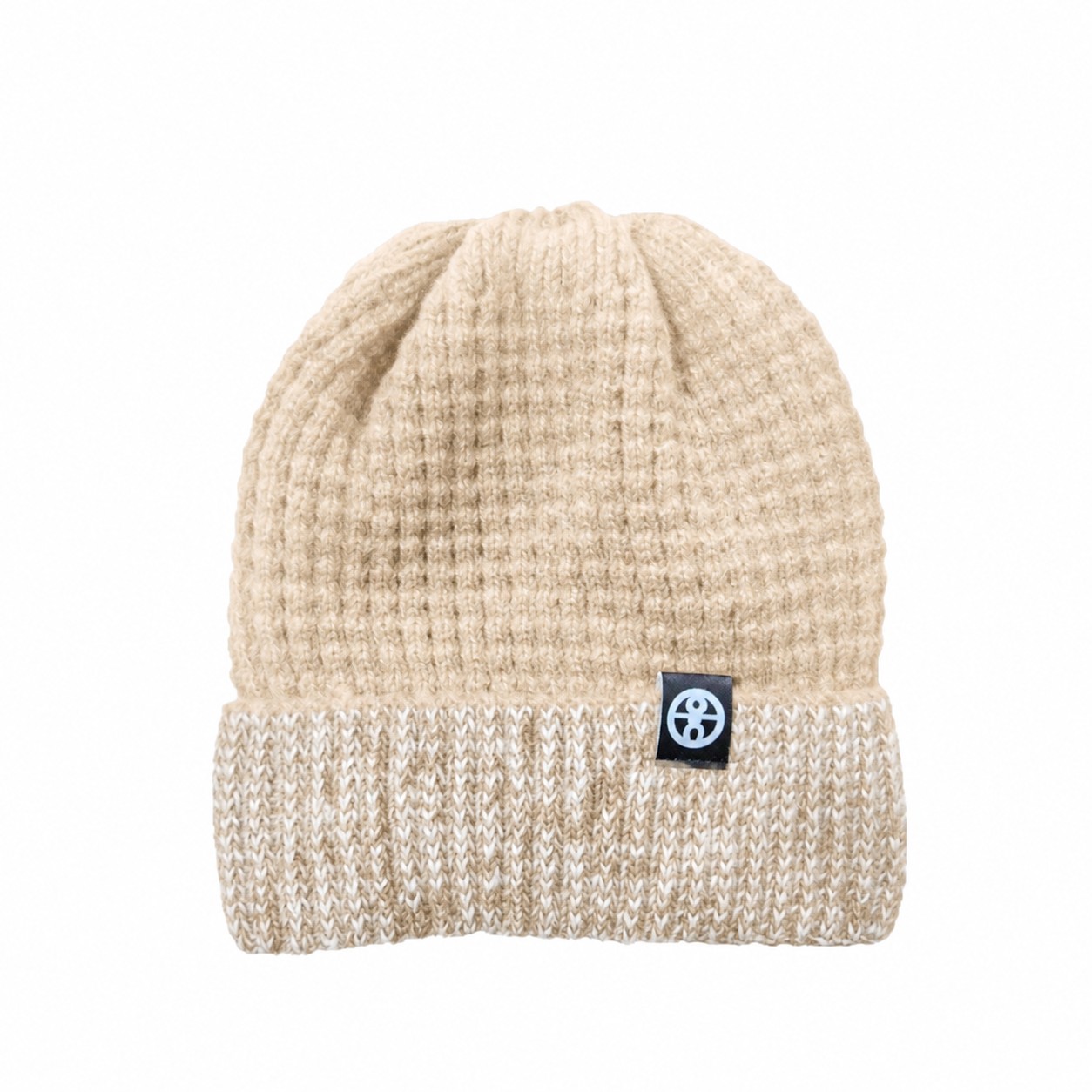 Knit Polyester Cuff Beanie Hat — Natural Beige