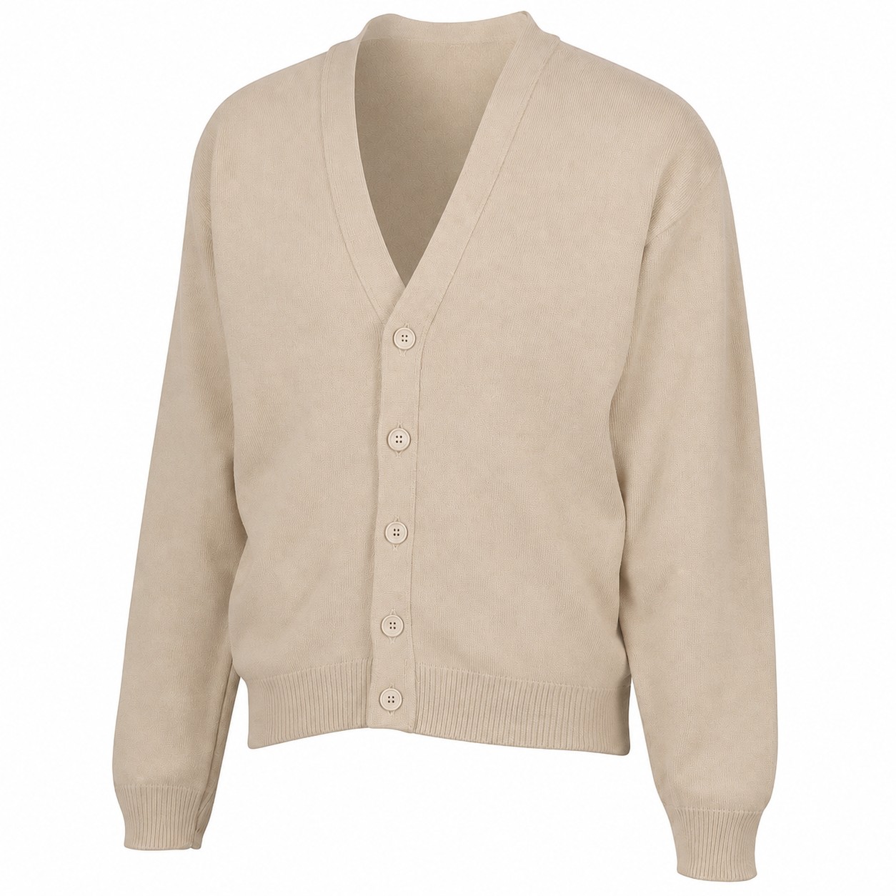 Men's Acrylic V Neck Cardigan — Beige