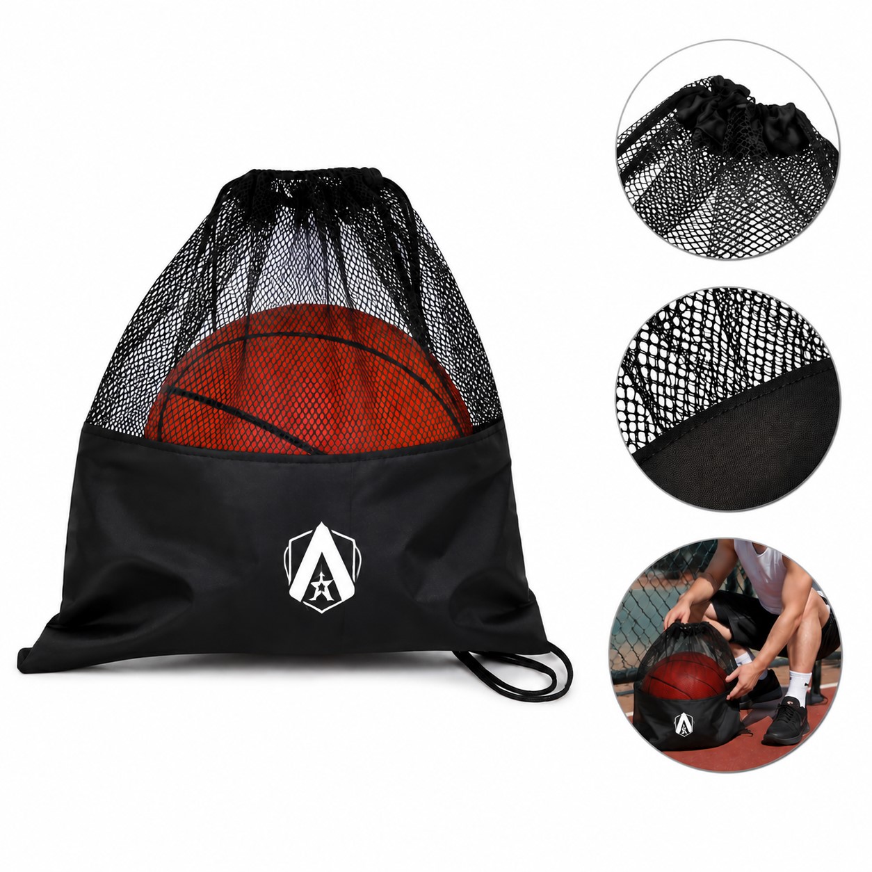 Mesh Drawstring Sports Ball Backpack
