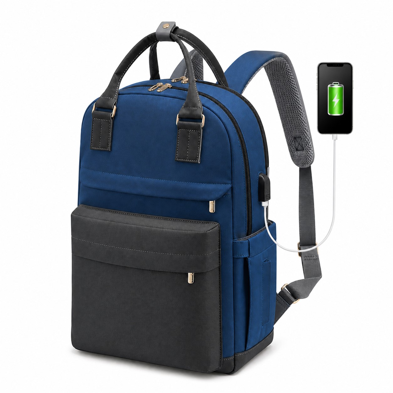 Waterproof Nylon Laptop Backpack — Blue