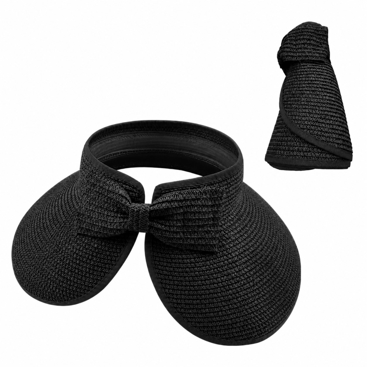 Roll Up Bow Sun Visor — Black