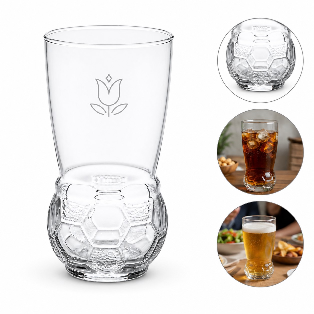 Football Base 15 Oz Drinking Glass