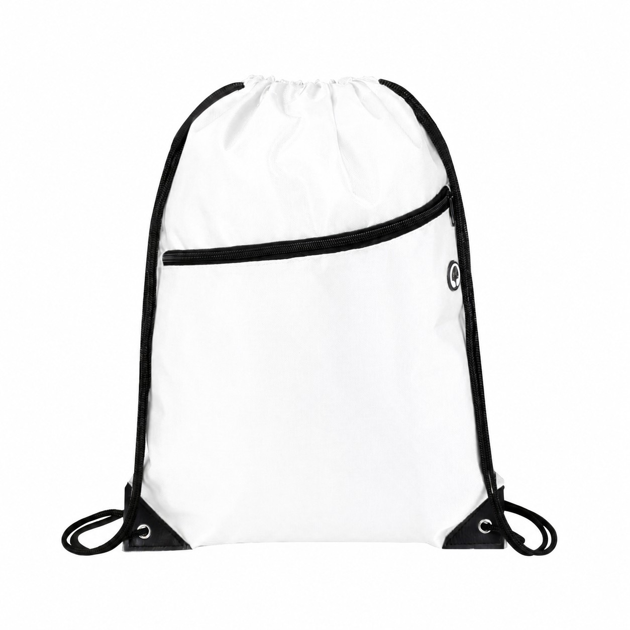 420D Polyester Heavy Drawstring Bag — White