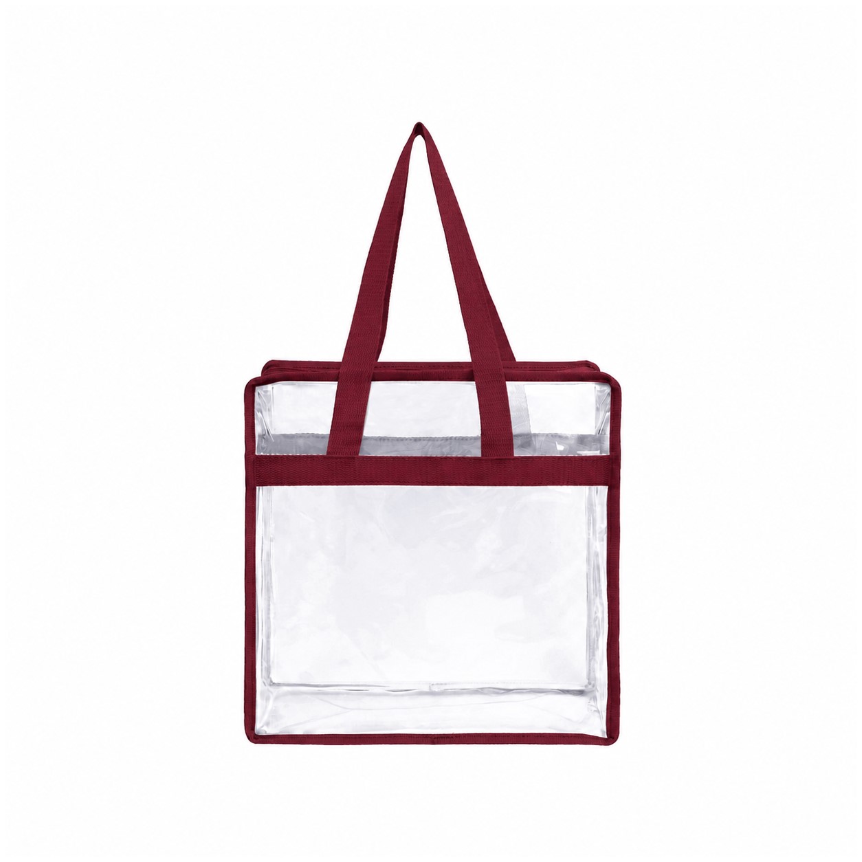 Stadium Clear Zipper Tote Bag — Burgundy Red