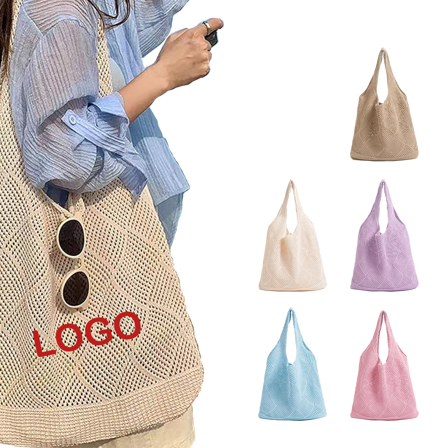 Hollow Knit Polyester Tote