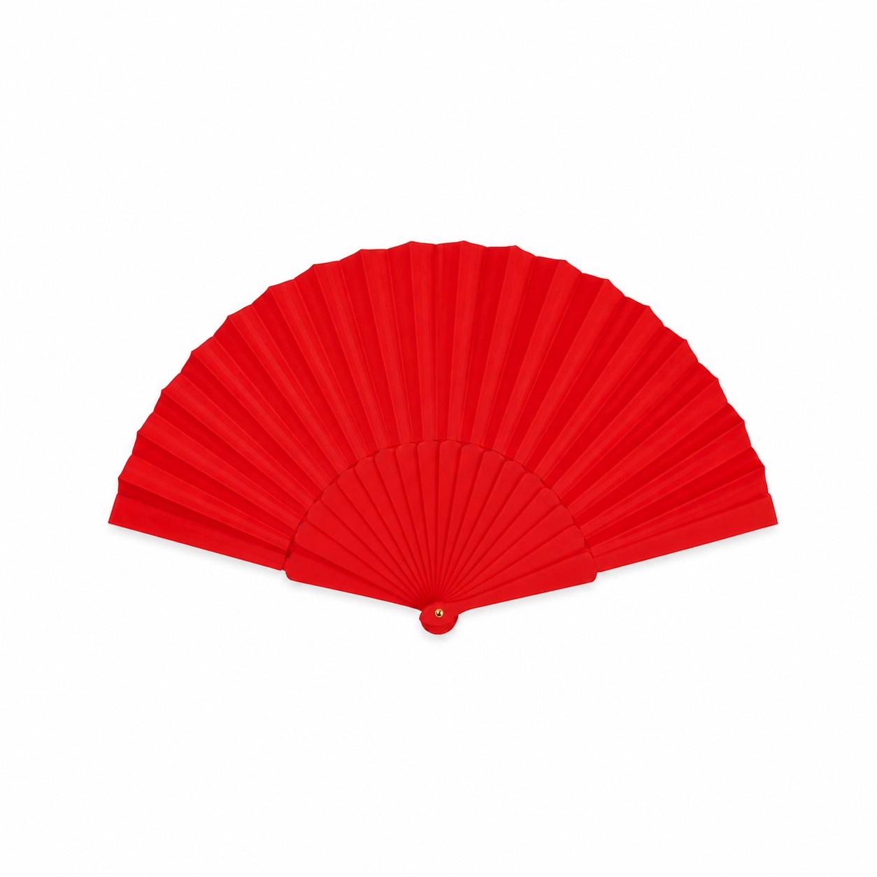 Nine Inch Foldable Plastic Hand Fan — Red