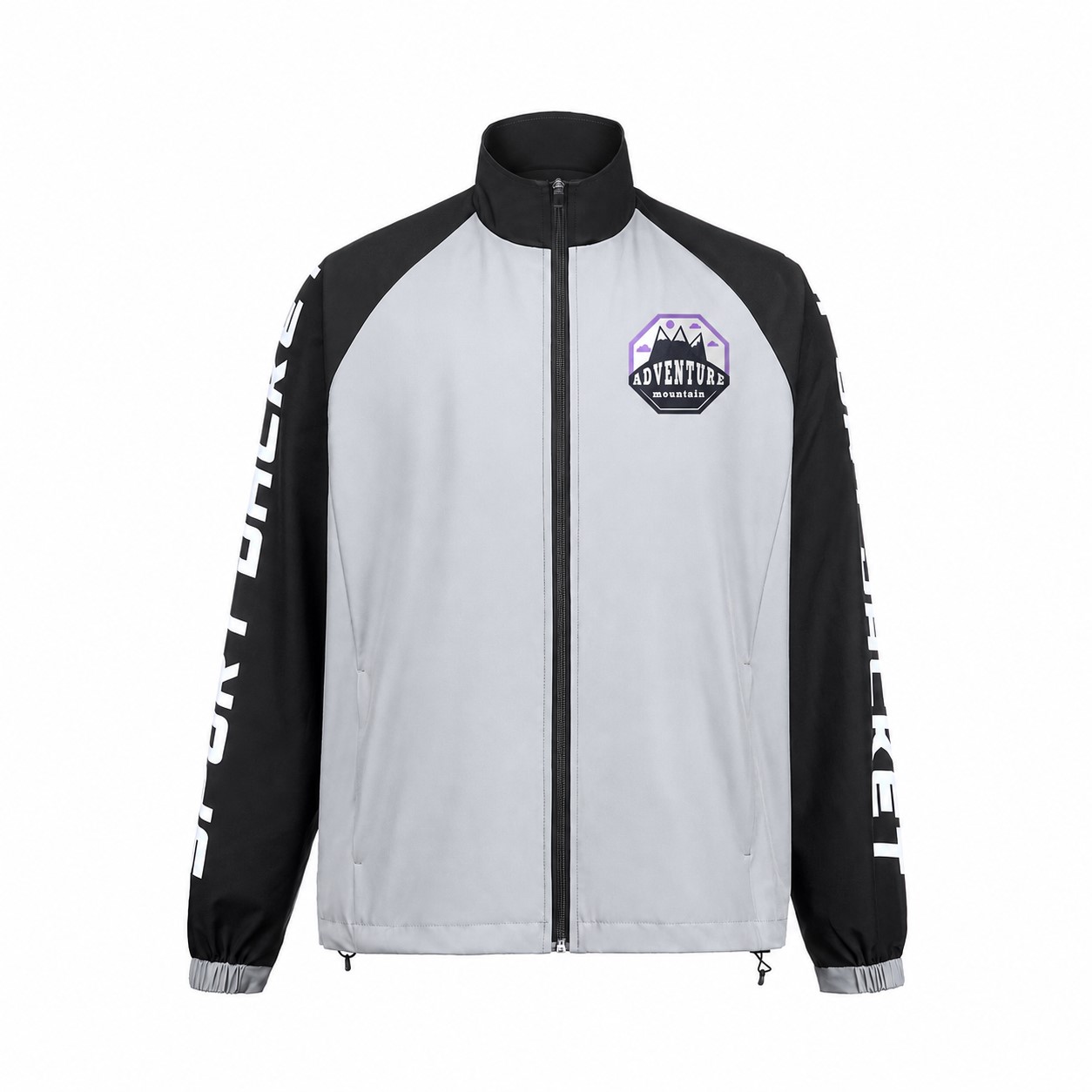Lightweight Polyester Full-Zip Track Jacket — Silver