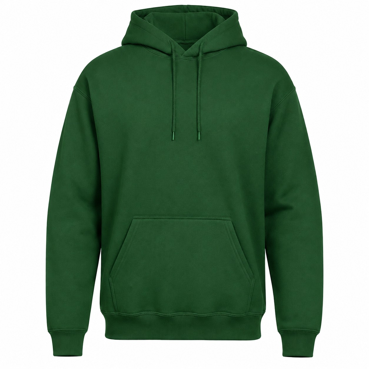 Cotton Polyester Blend Pullover Hooded Sweatshirt — Green