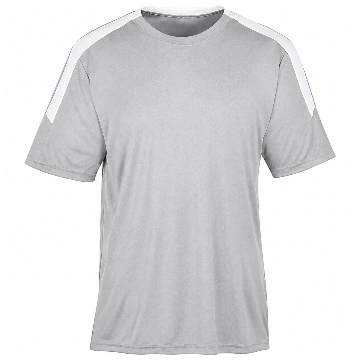 Polyester Contrast Stripe Crewneck Shirt — Silver