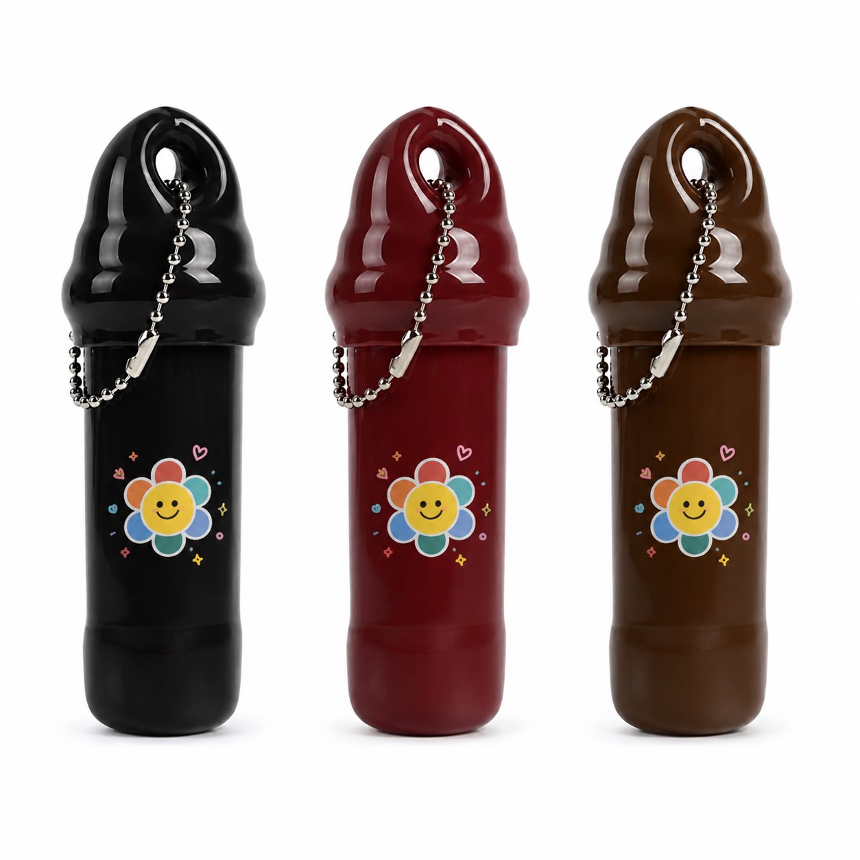 Cylindrical PVC Coin Purse With Ball Chain