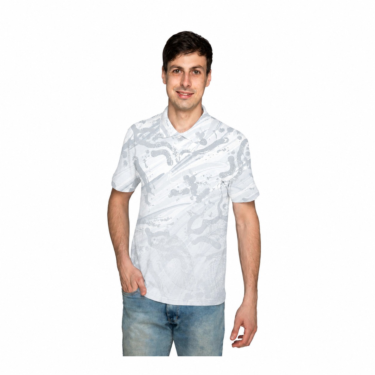 Polyester Performance Polo Shirt — Clear White