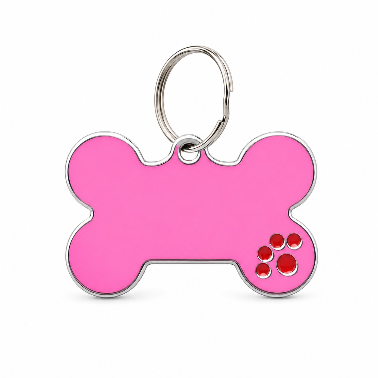 Bone Shape Metal Pet Identification Tag — Pink